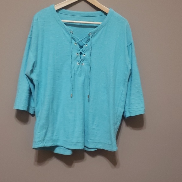 Tommy Hilfiger sea blue. Sz L, 3/4 length sleeve - Picture 3 of 7